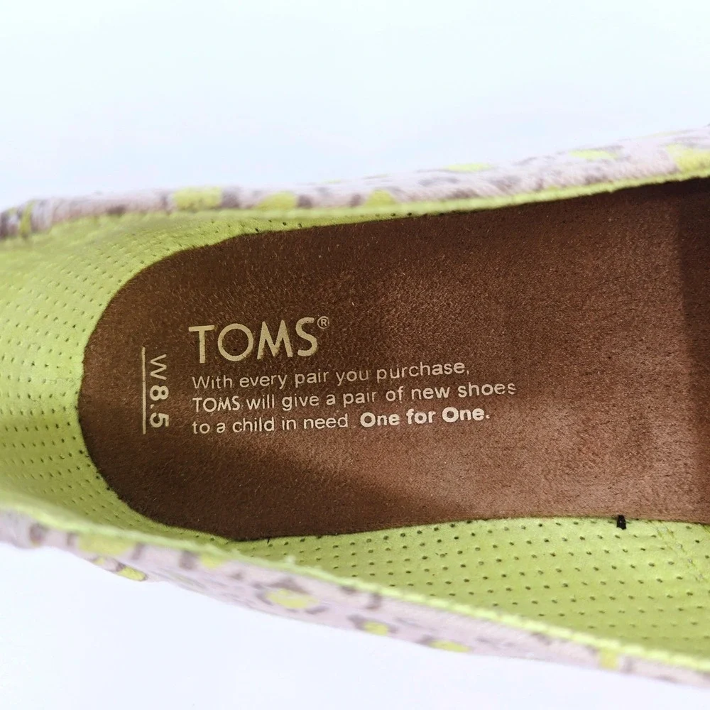TOMS Alpargata Open Toe Sandals Limeade Leopard Print Women's 8.5 EUR 39‎